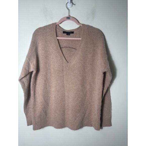 Skull Cashmere Pink V Neck W Skull On Back Sweater Sz s - Picture 1 of 3